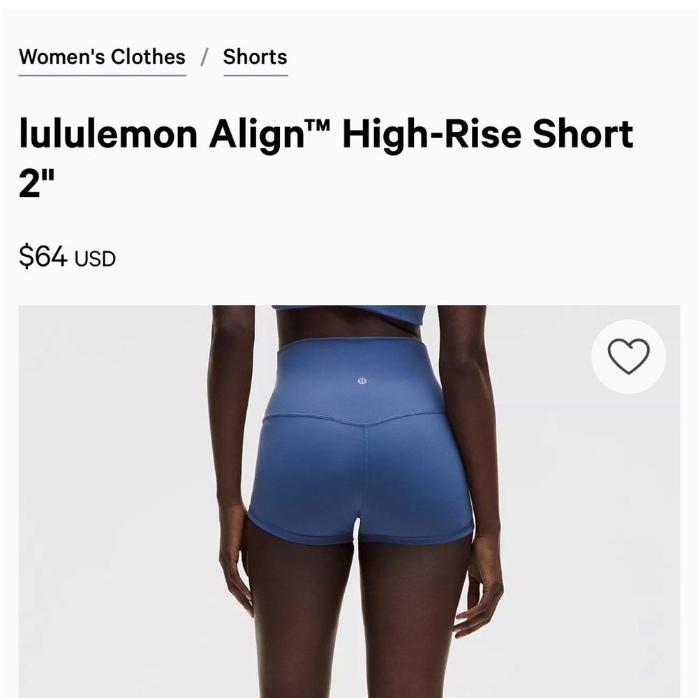 Lululemon Blue Align High-Rise Short 2”